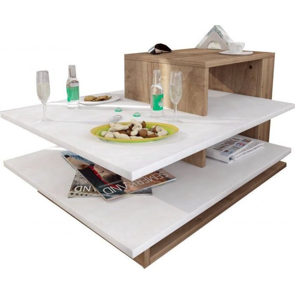 Venus soffbord 84,8 x 60 cm - Vit/valnöt Venus soffbord 84,8 x 60 cm - Vit/valnöt