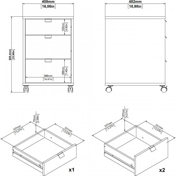 Foyer tiroir  enseigne - Blanc/hickory