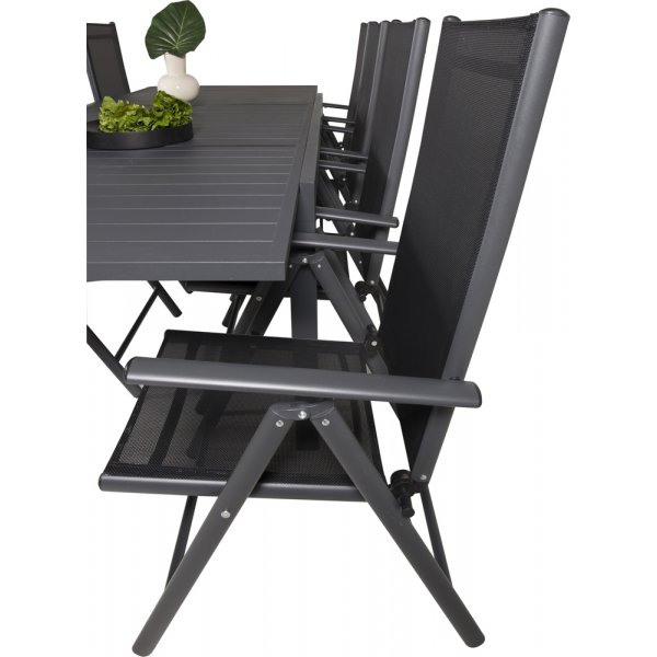 Marbella utematgrupp med 8 st Break stolar - Svart