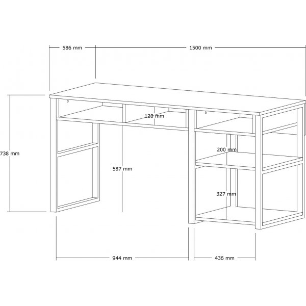 Emro skrivbord - Vit/guld