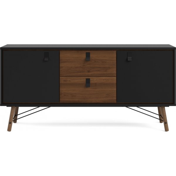 Ry skänk med 2 dörrar och 2 lådor - Svart/valnöt Ry skänk med 2 dörrar och 2 lådor - Svart/valnöt