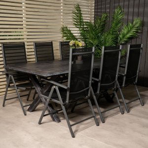 Ensemble de salle  manger d'extrieur Rives avec 6 chaises Break - Noir