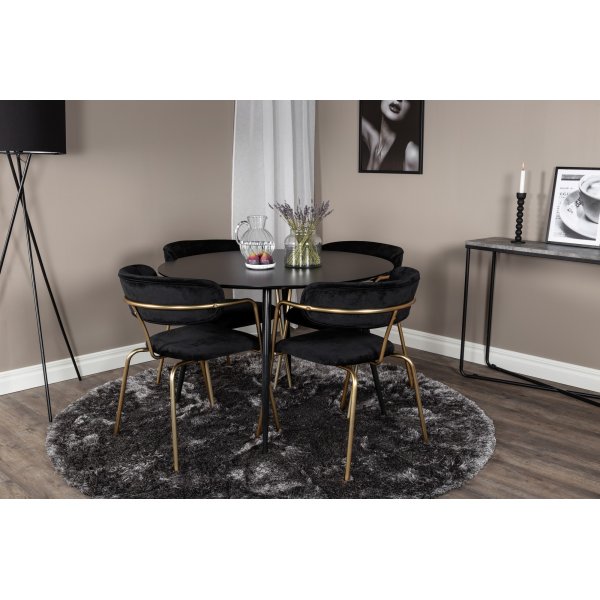 Tell karmstol - Svart/mssing