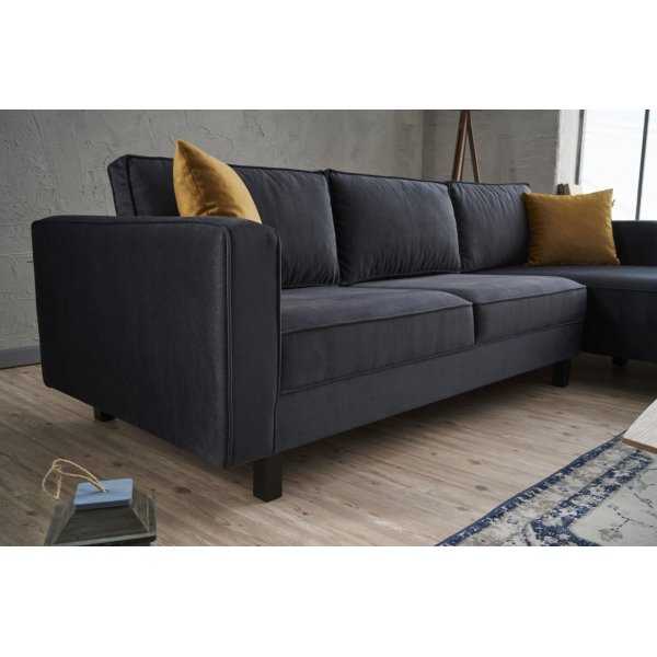 Canap divan droit Kale - Velours anthracite