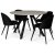 Ankara matgrupp; runt matbord + 4 st svarta Alice stolar