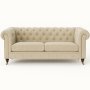 Soffa Chesterfield Cambridge Deluxe 225 cm - Ljus grbeige sammet