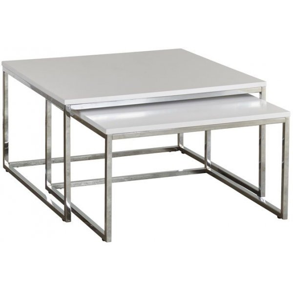 Knivsta soffbord 70 x 70 cm - Vit/krom
