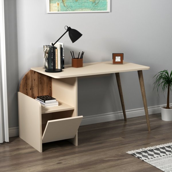 Bureau Suave 125,2 x 60 cm - Noyer clair/beige Bureau Suave 125,2 x 60 cm - Noyer clair/beige