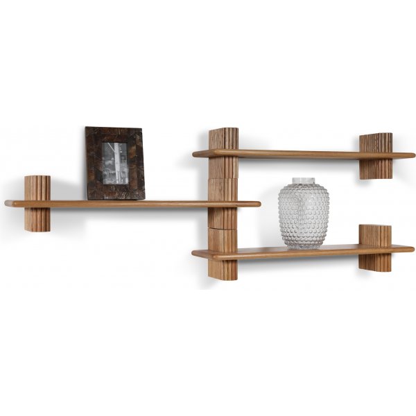 Posh byggbar 3x vgghylla i ek + Mbeltassar