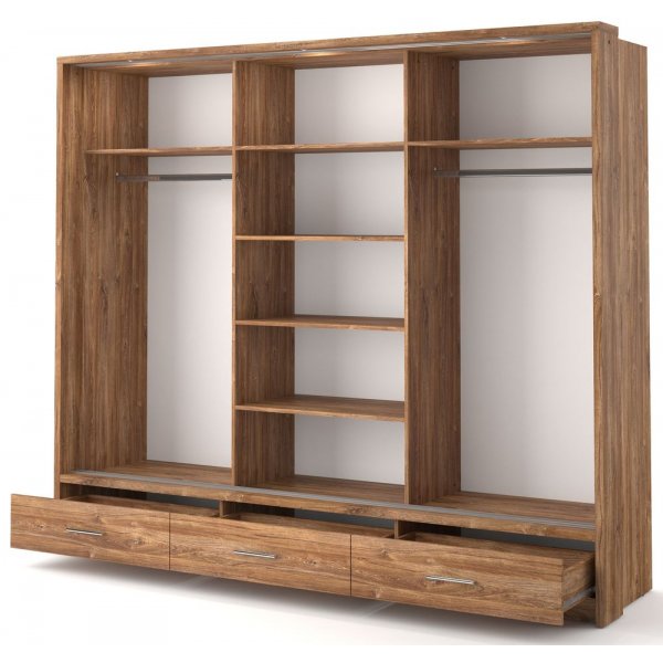 Armoire Mervyn L250 cm - Chne Stirling / Miroir