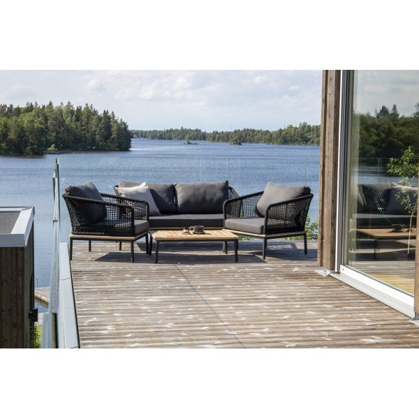 Groupe de salon Andorra - Noir/acacia Groupe de salon Andorra - Noir/acacia