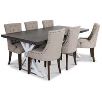 Ventos matgrupp inklusive 6 st Tuva stolar i beige tyg Ventos matgrupp inklusive 6 st Tuva stolar i beige tyg