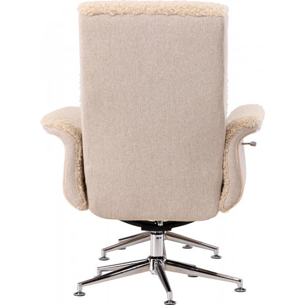 Fåtölj med fotpall - Beige / Whitewash Fåtölj med fotpall - Beige / Whitewash
