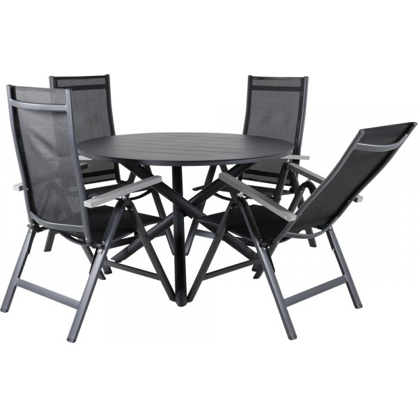 Alma utematgrupp med 4 st Albany stolar - Svart/Grå Alma utematgrupp med 4 st Albany stolar - Svart/Grå