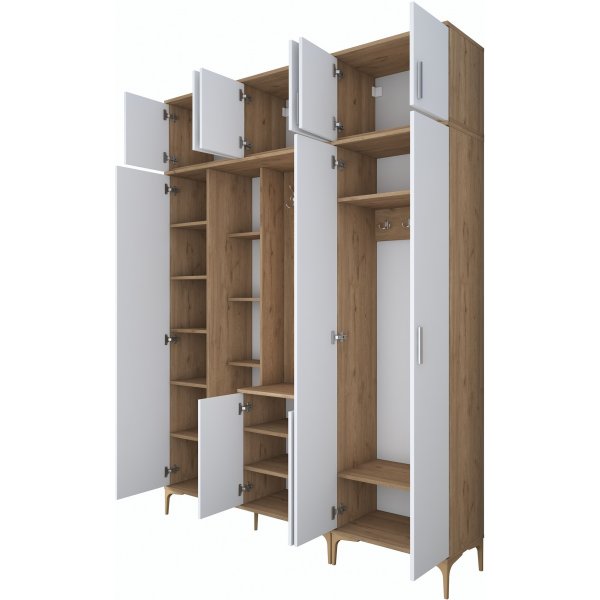 Meuble d\\\'entre Esa 180 x 37,5 x 240 cm Variante A - Noyer/blanc