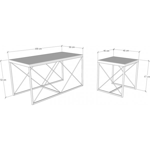 Ravina salontafel 45/100 x 45/50 cm - Wit marmer/zwart Ravina salontafel 45/100 x 45/50 cm - Wit marmer/zwart