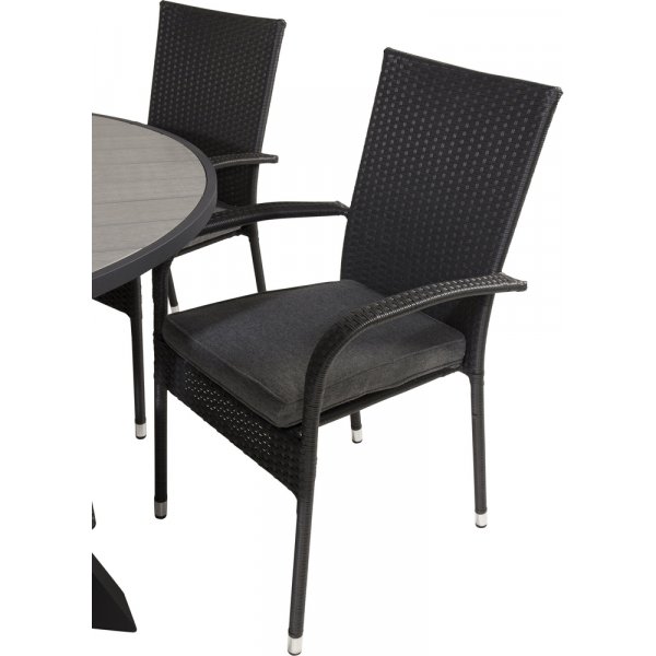 Parma utematgrupp med 6 st Anna stolar - Svart/Grå Parma utematgrupp med 6 st Anna stolar - Svart/Grå