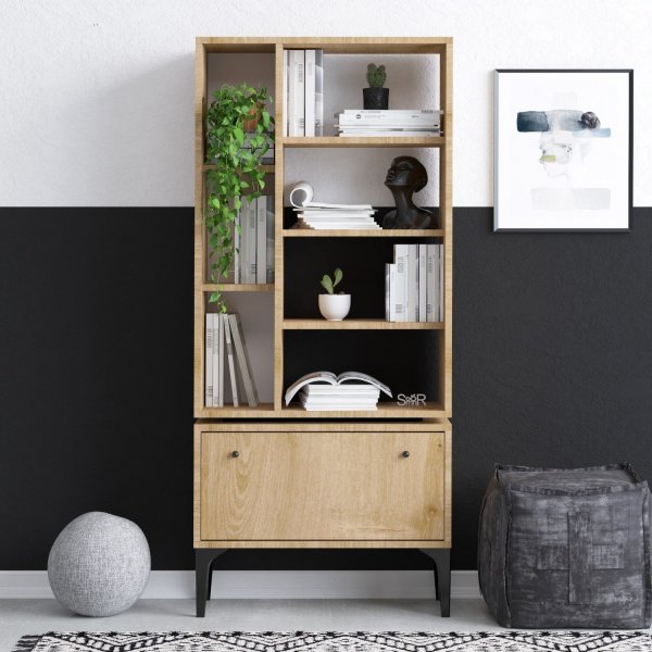 Bibliothèque Lagan - Chêne/noir Bibliothèque Lagan - Chêne/noir