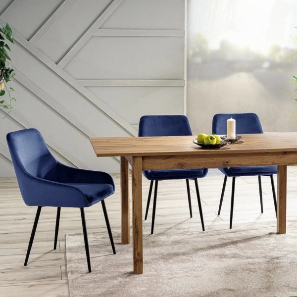 Chaise de salle à manger Albi - Velours bleu Chaise de salle à manger Albi - Velours bleu
