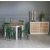 Groupe de salle  manger Dalsland: Table ronde en Chne / Blanc avec 4 chaises en cannage vert