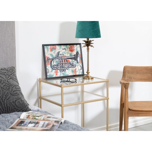 Tiffany Sngbord i mssing och glas 70 x 50 x 40 cm