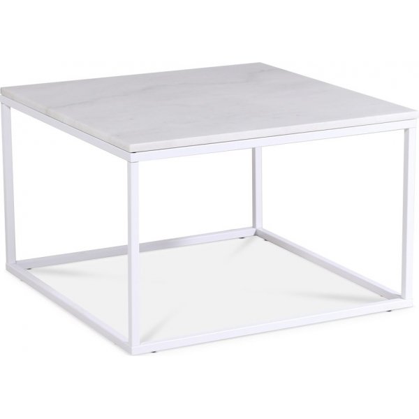 Accent soffbord 75 - Vit marmor / Vit