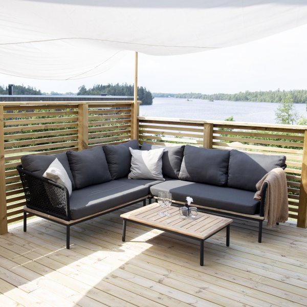 Groupe de salon Andorra - Noir/acacia Groupe de salon Andorra - Noir/acacia