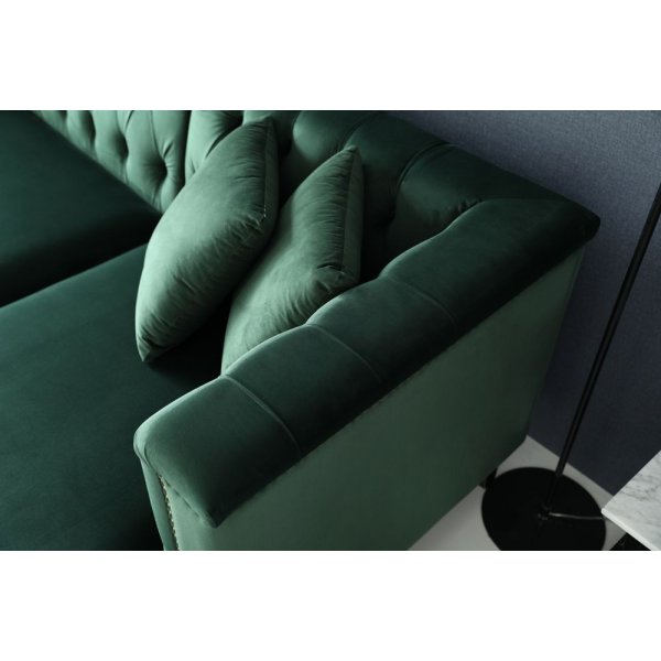 Soffa med divan grön sammet - Bellas Soffa med divan grön sammet - Bellas
