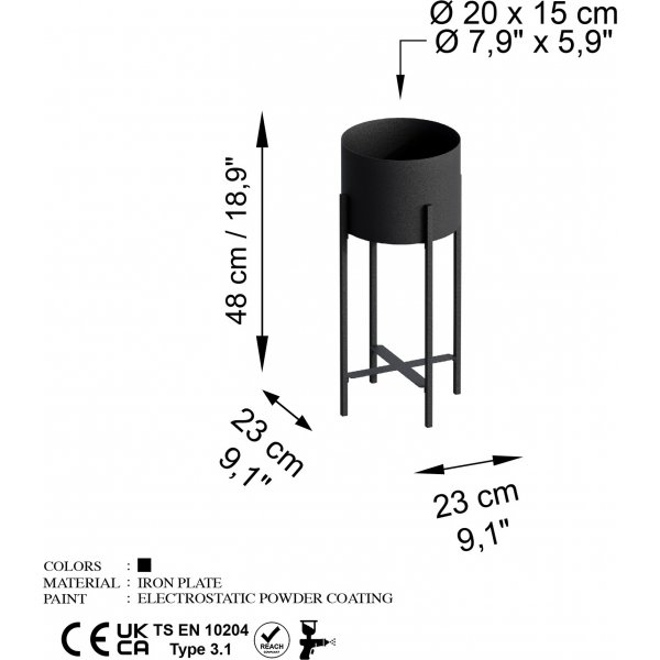 Pot Plato 26 - Noir Pot Plato 26 - Noir