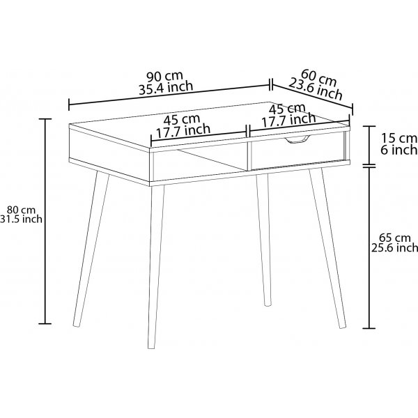 Oferta skrivbord 90 x 60 cm - Vit/trä Oferta skrivbord 90 x 60 cm - Vit/trä