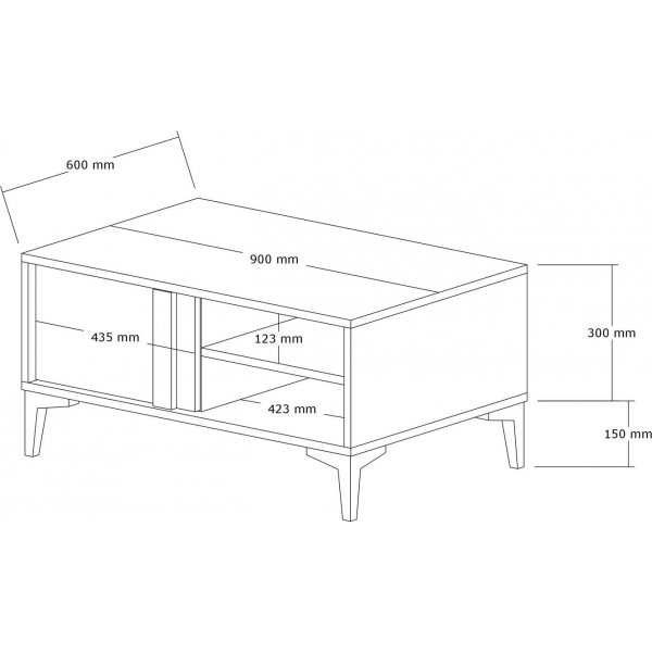 Table basse Sonay 90 x 60 cm - Pin/anthracite