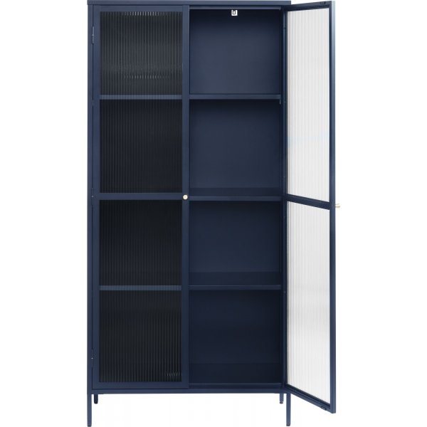 Armoire mtal bleu nuit Dobb avec portes vitres H190 cm