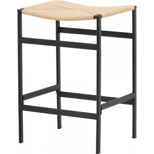 Tabouret de bar Polly - Noir/rotin
