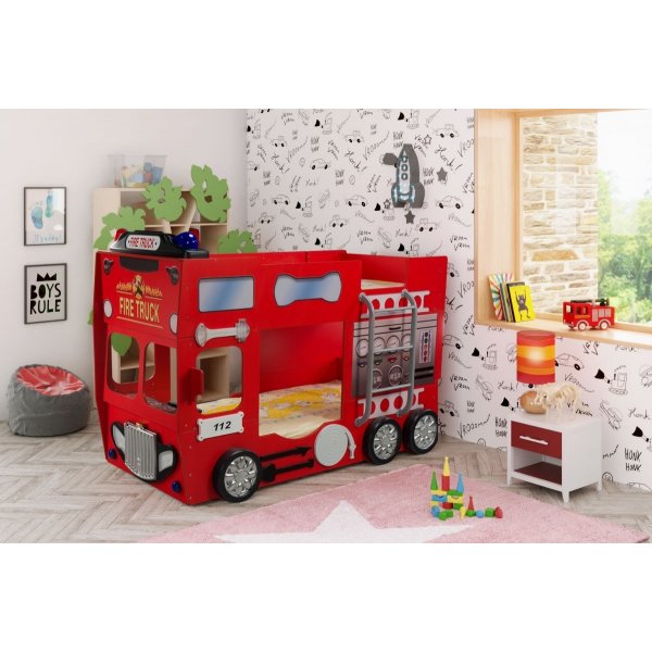 Brandbil Alfons - Våningssäng - 90 x 190 cm Brandbil Alfons - Våningssäng - 90 x 190 cm