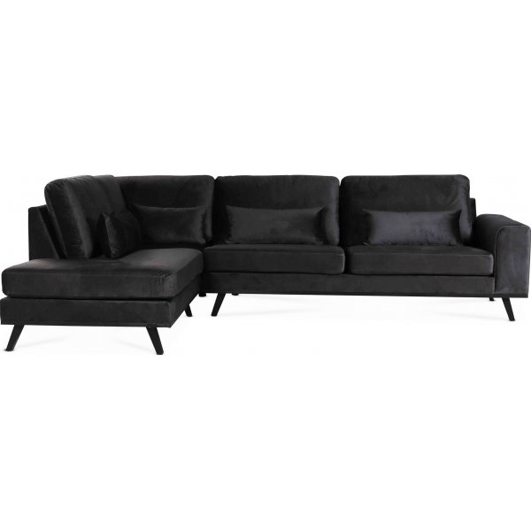 Ranger soffa med ppet avslut vnster - Antracitgr (sammet) + Textilskydd fr mbler