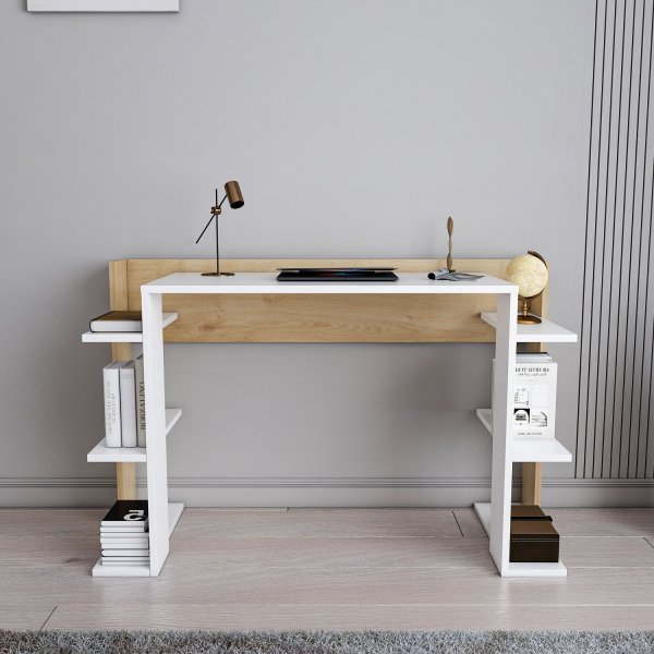 Bureau Platanus Blanc/chne - 122,7 x 45 cm