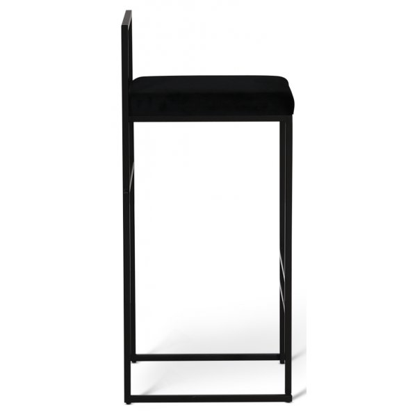 Barstol svart sammet sitthöjd 75 cm + Fläckborttagare för möbler Barstol svart sammet sitthöjd 75 cm + Fläckborttagare för möbler