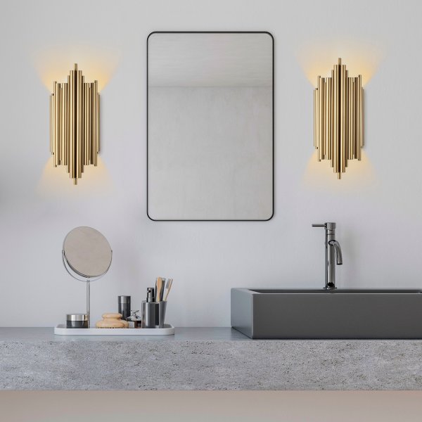 Wandlamp met gouden afwerking - Harmonica