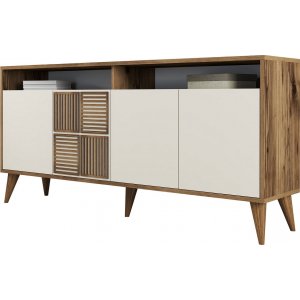 Milan dressoir 160 cm - Walnoot/crme wit