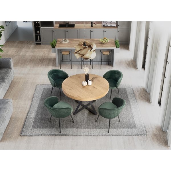 Table à manger Mercy 120-160 x 120 cm - Chêne/noir Table à manger Mercy 120-160 x 120 cm - Chêne/noir