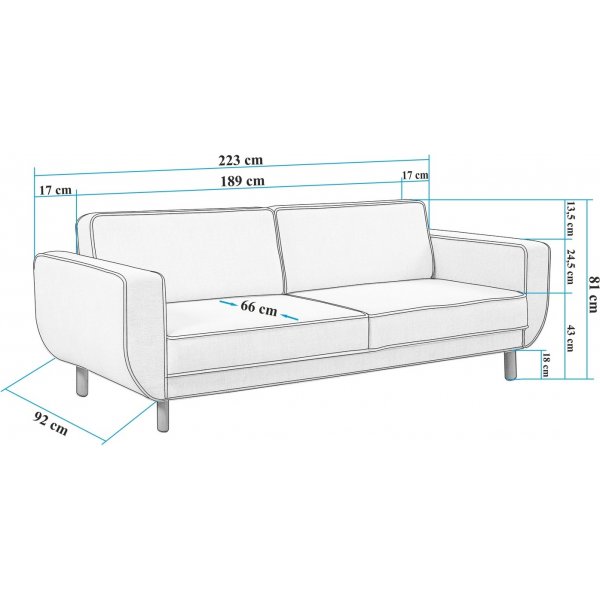 Canapé lit Berjer 3 places - Crème/chêne Canapé lit Berjer 3 places - Crème/chêne