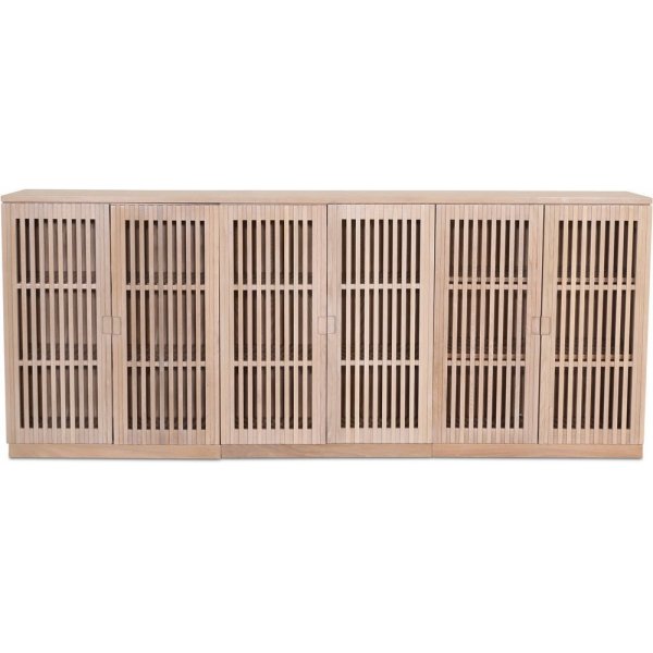 Level sideboard i whitewash med drrar i ribbor 210 cm