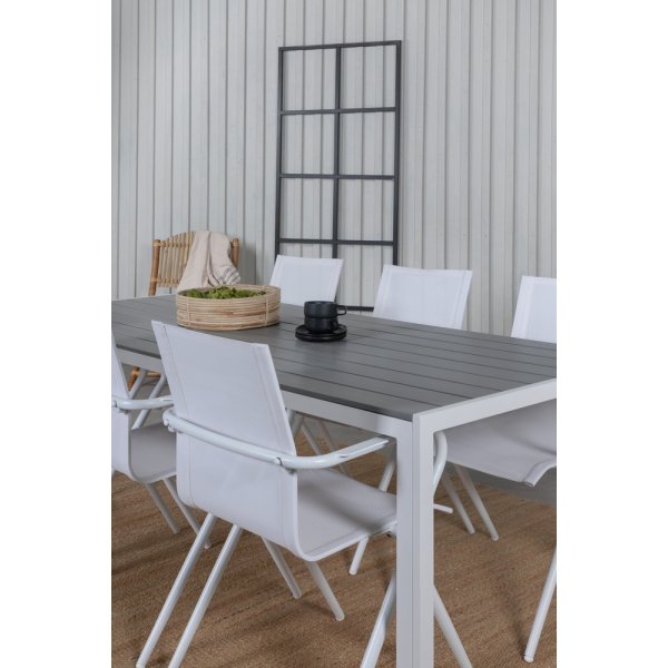 Break utematgrupp med 6 st Alina stolar - Grå/Vit Break utematgrupp med 6 st Alina stolar - Grå/Vit