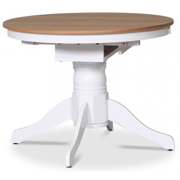 Matbord runt frlngningsbart 106-141 cm - Vit / Oljad Ek