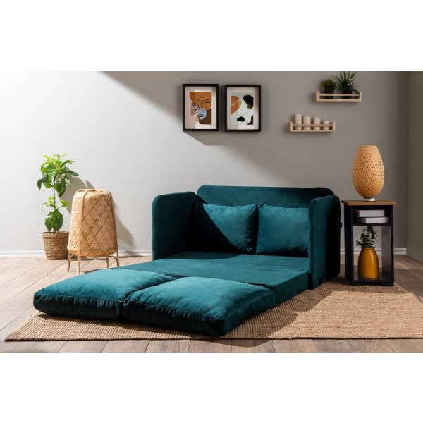 Saga 2-sits bddsoffa - Petroleumgrn