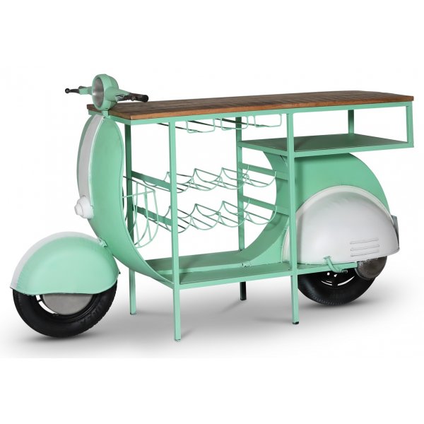 Klassisk Vespa bardisk 183 x 51 cm - Vit/grn