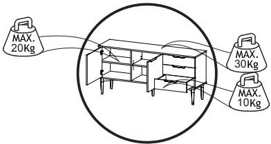 Buffet Karmöy - Placage chêne pigmenté blanc Buffet Karmöy - Placage chêne pigmenté blanc