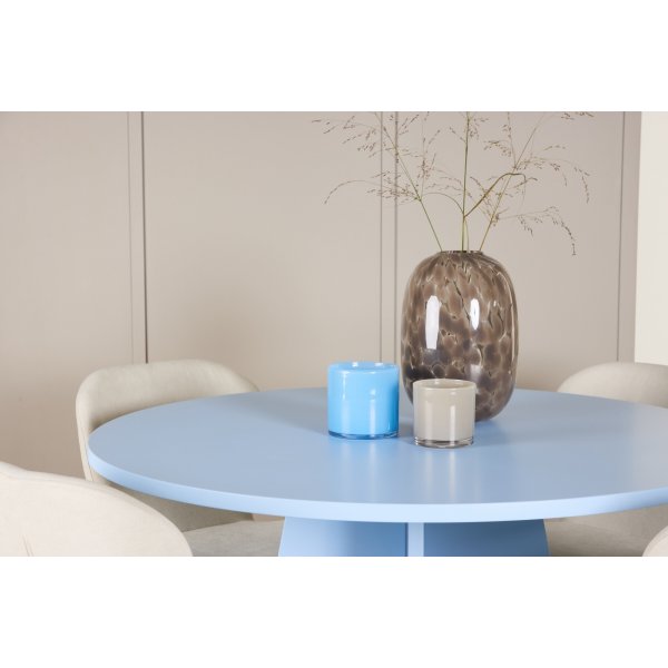 Matbord Bootcut med Lilja stolar - Beige/blå Matbord Bootcut med Lilja stolar - Beige/blå