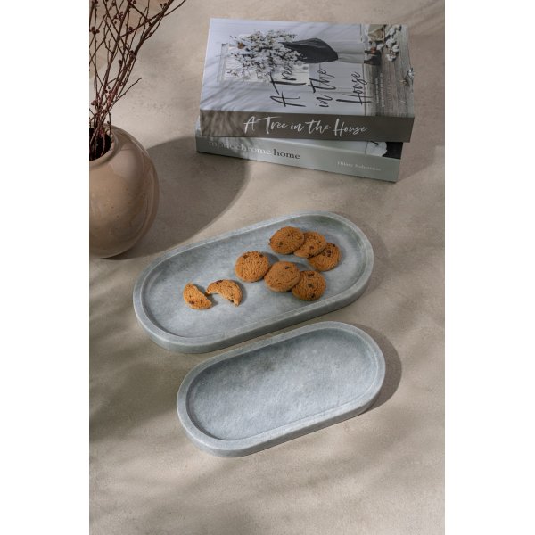 Dekorationsfat i grå marmor från Verona - 2 delar - 25/30 x 12/15 x 2 cm Dekorationsfat i grå marmor från Verona - 2 delar - 25/30 x 12/15 x 2 cm