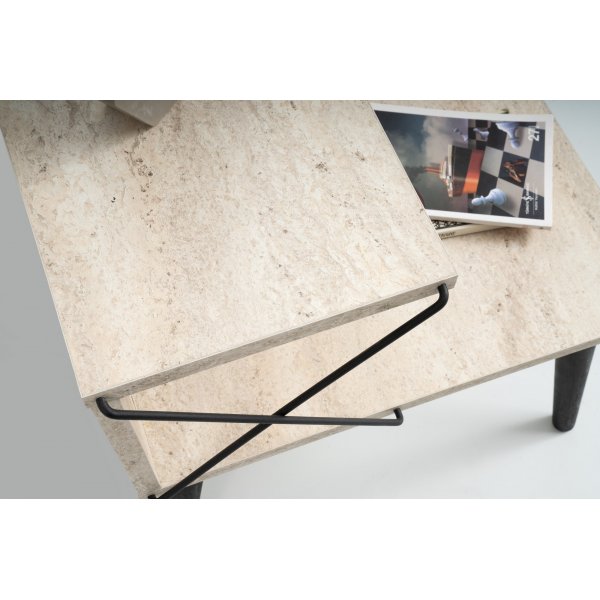 Cross sngbord - Travertin/svart